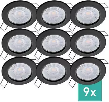 Oktaplex Sedan LED-Einbaustrahler schwarz, rund, dimmbar, 5W, 3000K