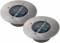 Meinewunschleuchte - Solar Led Bodeneinbaustrahler 2er Set F&uuml;r Au&szlig;en, Edelstahl