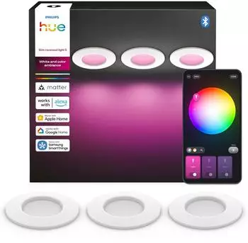 Philips Hue Slim Recessed Downlight 1.000 lm 90 mm 3er-pack wei&szlig;