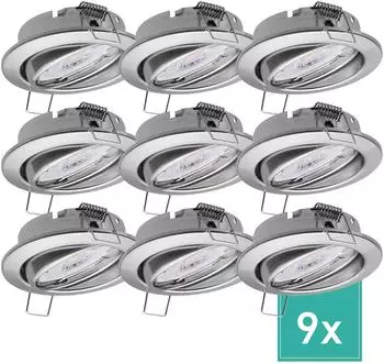 Oktaplex Dijon LED-Einbaustrahler rund, schwenkbar, edelstahl geb&uuml;rstet, warmwei&szlig; 2700K 4,8W