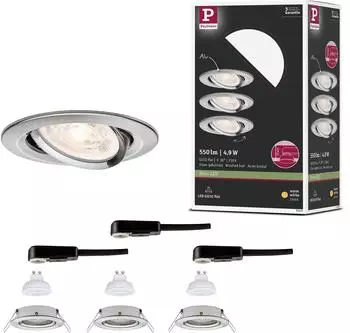 Paulmann LED Einbauleuchte Nova GU10 Flat 3x4,9W 3x550lm 230V 2700K Eisen geb&uuml;rstet (92272)