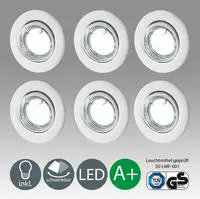 B.k.licht - Einbauspot 10er Set 68mm Lochma&szlig; - Gu10, 3w, 250lm, Led, Warmwei&szlig;,