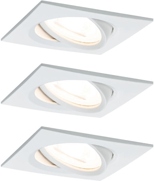 Paulmann LED Einbaustrahler Nova eckig 3x6,5W GU10 Weiß matt schwenkbar 3-Stufen-dimmbar (93472)