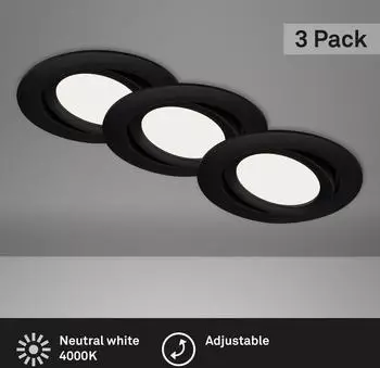 Briloner LED Einbauleuchten 3er-Set matt-schwarz 3xLED/7W (7114-435)