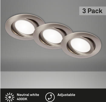 Briloner LED Einbauleuchten 3er-Set nickel 3xLED/7W (7114-432)