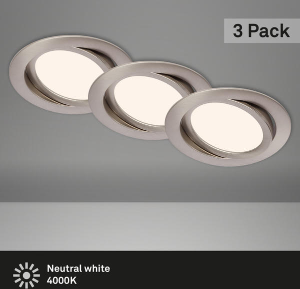 Briloner LED Einbauleuchten 3er-Set nickel 3xLED9W (7116-432)