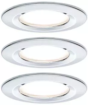 Paulmann 3er-Set LED Einbauleuchten-Set Nova IP23 rund starr inkl. GU10 6.5W 2700K 460lm 38° 3step dimmbar Chrom (93481)