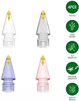 4smarts Lucid Ersatzspitzen f&uuml;r Apple Pencil, 4er Set, transparent/blau/grau/rose (541471)