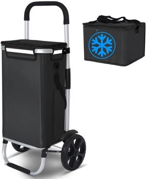 Vounot Folding Shopping Trolley with Cool Bag 57L
