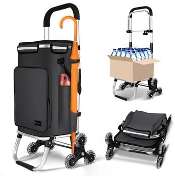 Vounot Foldable Shopping Trolley 6 Wheels 60L black