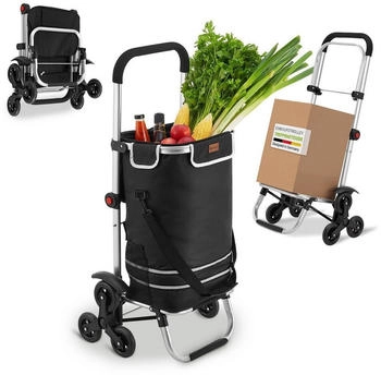 Juskys 3in1 Einkaufstrolley 56L mit Kühlfach Treppensteiger