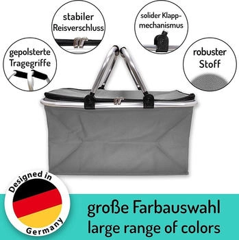 Ebest Einkaufskorb faltbar, isoliert 25L (T-EKK) grey