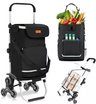 Sekey 3-in-1 klappbarer Einkaufstrolley mit Kühlfach 42L schwarz