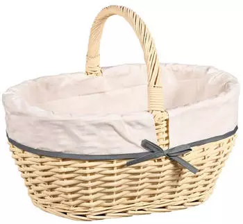 Kesper Einkaufskorb Weidengeflecht mit Textilfutter natur