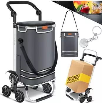 Kesser Einkaufstrolley Treppensteiger klappbar mit K&uuml;hlfach, 56L, 50kg