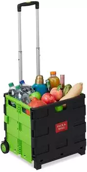 Relaxdays Klapptrolley faltbar, 2 Gummirollen