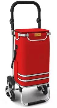 Eloneo Einkaufstrolley Treppensteiger mit Kühlfach, klappbar, 56L, rot
