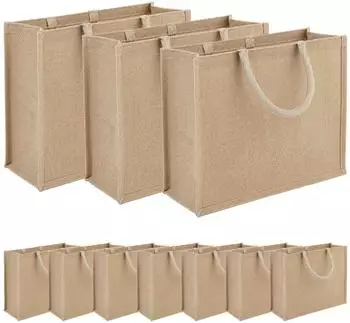 vidaXL Jute-Einkaufstaschen 10er-Set, natur, 42x33x19cm