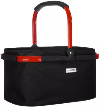 anndora Einkaufskorb klappbar 22L, Stoff, schwarz-rot (Alurahmen)