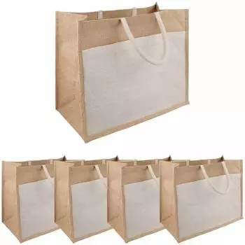 vidaXL Jute-Handtaschen mit Tasche 5er-Set 42x33x19cm (42012290)