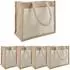 vidaXL Jute-Handtaschen mit Tasche, 5er-Set, natur und weiß, 26x22x14cm