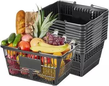 VEVOR Einkaufskorb, stapelbar, 21L, 9kg, schwarz (12er-Pack)