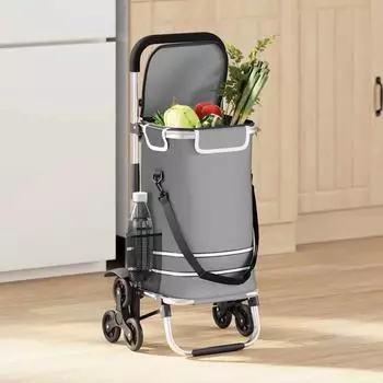 vidaXL Einkaufstrolley faltbar, grau, Oxford-Stoff, 47x39x100,5cm