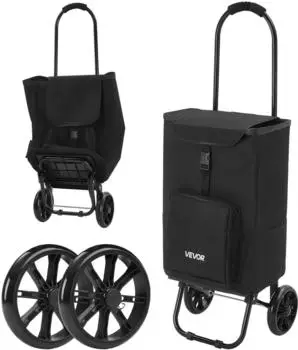 VEVOR Einkaufstrolley faltbar 2-in-1 mit Kühlfach, 27L, 35kg, schwarz