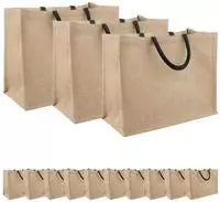 vidaXL Jute-Handtaschen 50 Nat&uuml;rlich und Schwarz 42 x 33 x 19 cm