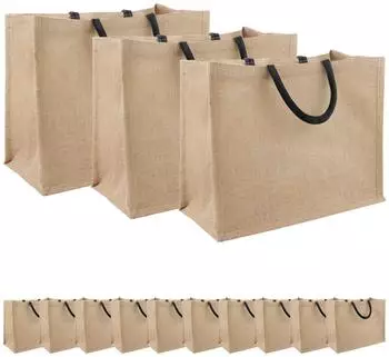 vidaXL Jute-Einkaufstaschen 50er-Set, natur/schwarz, 42x33x19cm