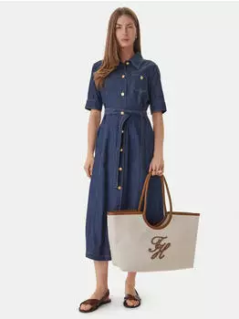 Tommy Hilfiger Canvas-Tote-Bag aus reinem Leinen Shopper canvas/cognac (AW0AW186290F4)