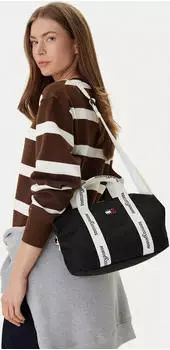 Tommy Hilfiger Essential Logomuster Crossbody Tote Shopper schwarz (AW0AW18460BDS)