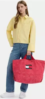 Tommy Hilfiger Wavy Flag Canvas Tote Shopper carnation coral (AW0AW18466XJ2)