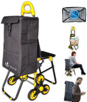 Vounot&reg; Einkaufstrolley Klappbar Mit 6 R&auml;der, K&uuml;hlfach Und Klappsitz,