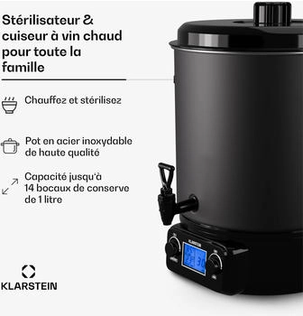 Klarstein Digital Einkochtopf Getr&auml;nkespender elektrisch 27L 2000W Matt-Schwarz