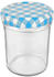 MamboCat 25er Set Sturzglas 230 ml HOCH To 66 blau karierter Deckel incl. Diamant Gelierzauber Rezeptheft