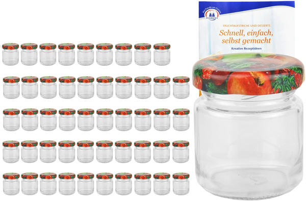 MamboCat 50er Set Sturzglas 53 ml To 43 Obst Nachbildung Deckel Portionsgläser Probiergläser incl. Rezeptheft