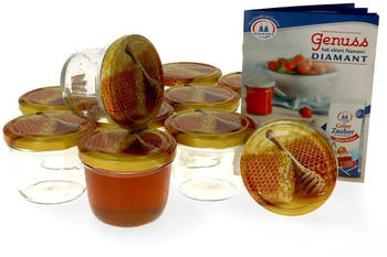 MamboCat 10er Set Einmachglas 230 ml Deckel Honigwabe Rund- Einkochgläser Vorratsglas Glas Aufbewahrung