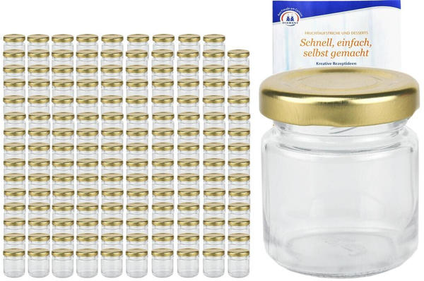 MamboCat 150er Set Sturzglas 53 ml To 43 goldener Deckel Probiergläser Einmachgläser Glas incl. Rezeptheft