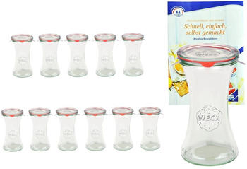 MamboCat 12er Set Gläser 200ml Delikatessenglas mit 12 Glasdeckeln, 12 Einkochringen und 24 Klammern