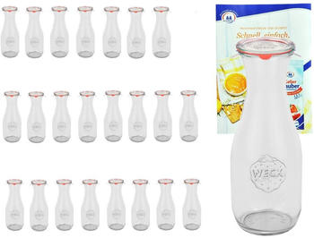 MamboCat 24er Set Gläser 1062ml Saftflasche mit 24 Glasdeckeln, 24 Einkochringen und 48 Klammern