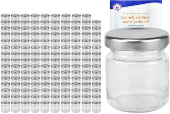 MamboCat 150er Set Sturzglas 53 ml To 43 silberner Deckel Einmachgläser Portionsgläser incl. Rezeptheft