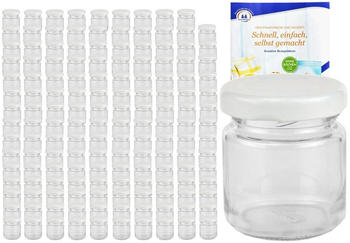 MamboCat 150er Set Sturzglas 53 ml To 43 weißer Deckel Einmachgläser Einkochgläser Glas incl. Rezeptheft