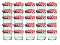 CapCro 25er Set Sturzglas 125 ml Marmeladenglas Einmachglas Einweckglas rot karierter