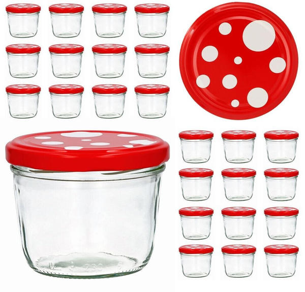Cap+Cro 25er Set Sturzglas 230 ml To 82 Fliegenpilz Deckel rot weiß gepunktet