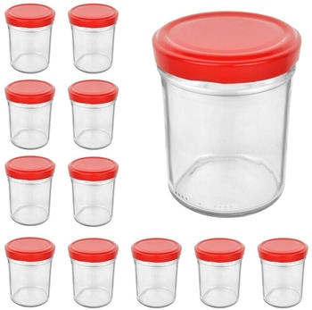 Cap+Cro 12er Set Sturzglas 435 ml To 82 roter Deckel Marmeladenglas Einmachglas Einweckglas