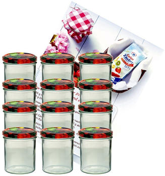 MamboCat 12er Set Sturzglas 350 ml Marmeladenglas Einmachglas Einweckglas To 82 Obst Deckel incl. Rezeptheft