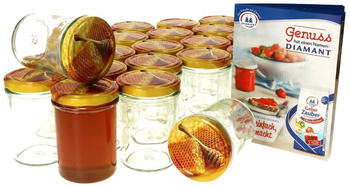 MamboCat 25er Set Einmachglas 230 ml hoch Deckel Honigwabe Rund- Einkochgläser Vorratsglas Aufbewahrung