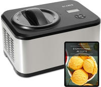 KLAMER Eismaschine 1,5L, 120 W Eiscrememaschine aus Edelstahl mit K&uuml;hlfunktion,