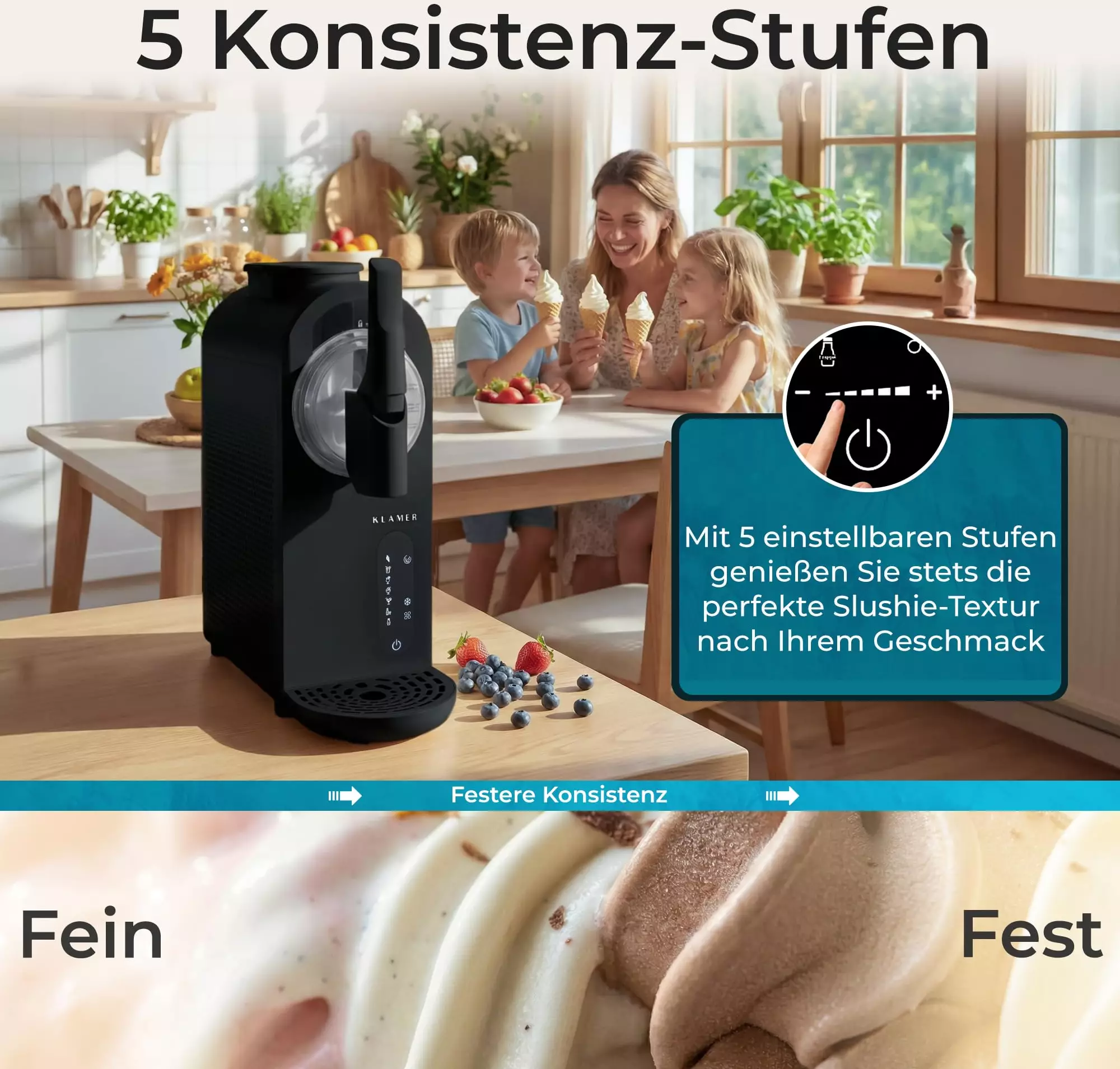 KLAMER Softeis Maschine Schwarz 1,5L Test Slush-Maschine